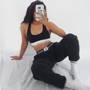 CALVIN KLEIN BLACK MONOGRAM LOGO SWEATPANT JOGGER - SIZE XS